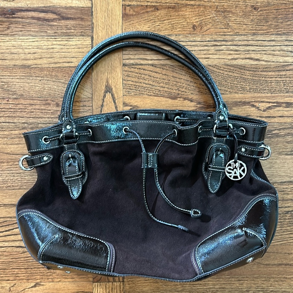 THE SAK Brown Leather Suede Large Hobo Bag Shoulder Purse Drawstring Closure